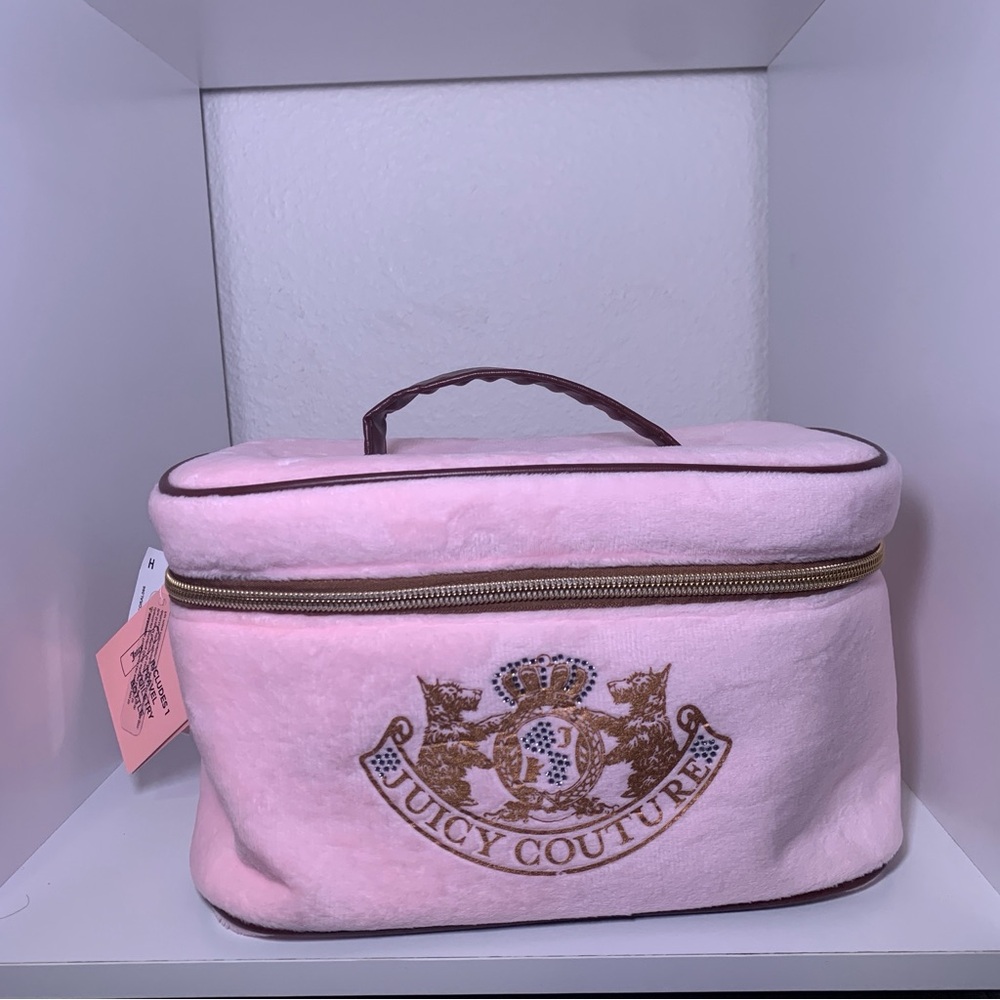 NWT Scottie Dog Juicy Couture Pink Velour Makeup Bag Cosmetic Case Travel Crown